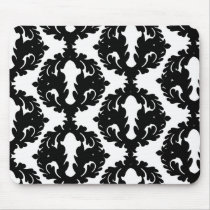 black and white funky damask pattern mousemat