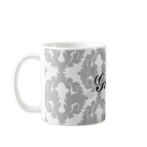 black and white funky damask pattern mug