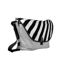 Black and White Funky Striped Abstract Art Courier Bags
