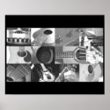 Black and White Guitar Photo Collage posters