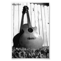 Black and White Guitar Photographic Print