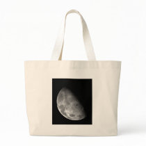 Black and White Half Moon Image Tote Bags