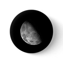 Black and White Half Moon Image Pinback Button