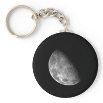 Black and White Half Moon Image Keychain