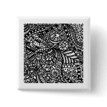 Black and white handpainted doodles buttons
