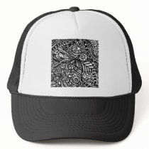 Black and white handpainted doodles hats