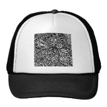 Black and white handpainted doodles hats