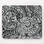 Black and white handpainted doodles mousepads