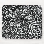 Black and white handpainted doodles mousepads