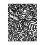 Black and white handpainted doodles post card