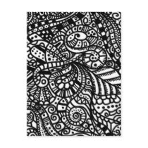 Black and white handpainted doodles post card