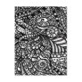 Black and white handpainted doodles post card