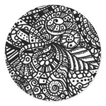 Black and white handpainted doodles sticker
