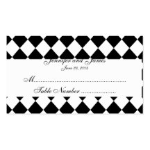 Black and White Harlequin Wedding Place Card Business Card Templates