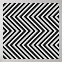 Black and White Hazard Stripes Textured Poster