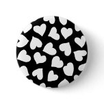 Black and White Heart Pattern Button