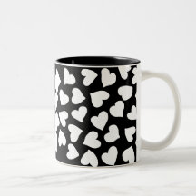 Black and White Heart Pattern Mugs