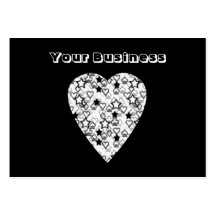 Black and White Heart. Patterned Heart Design. Business Card Templates
