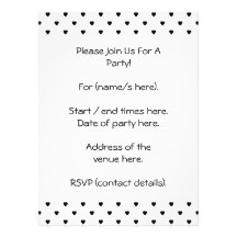 Black and White Hearts Pattern. Custom Announcements