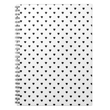 Black and White Hearts Pattern. Spiral Notebook