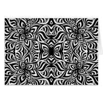 Black and White Ink Fractal Flowers Card
