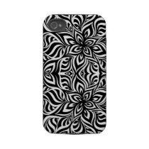 Black and White Ink Fractal Flowers Iphone 4 Tough Cover