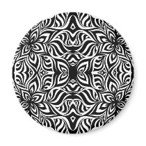 Black and White Ink Fractal Flowers Refrigerator Magnets