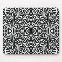 Black and White Ink Fractal Flowers Mousepads