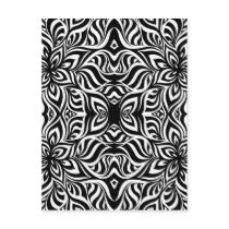 Black and White Ink Fractal Flowers Post Card
