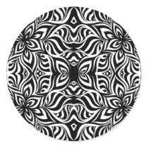 Black and White Ink Fractal Flowers Stickers