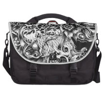 Black and white Japanese Koi tattoo art. Laptop Commuter Bag