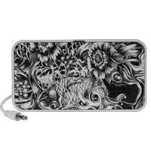 Black and white Japanese Koi tattoo art. PC Speakers