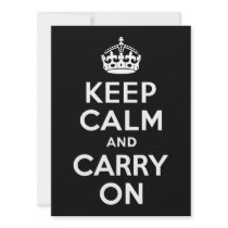 Black and White Keep Calm and Carry On Custom Announcements