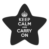 Black and White Keep Calm and Carry On Star Stickers
