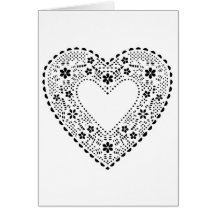 Black and White Lace Heart Greeting Cards