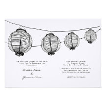 Black and White Lanterns Wedding Invitation