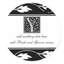 Black And White Leaf Monogram Y