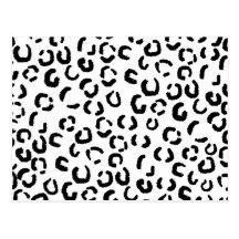 Black and White Leopard Print Pattern. Postcards