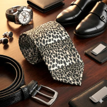 Black and White Leopard Print Tie