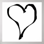Black and White Love Heart Design. Custom posters