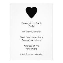 Black and White Love Heart Design. Custom Invitation