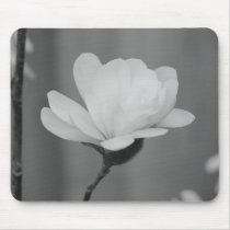 Black and White Magnolia Centennial Bloom Mouse Pad