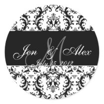 Black and White Monogram Date Paisley Wedding