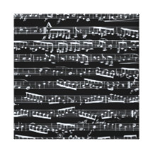 Black and white music notes gallery wrap canvas
