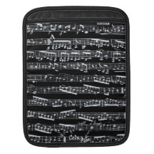 Black and white music notes iPad sleeve
