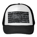 Black and white music notes trucker hats