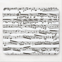 Black and white musical notes mouse pad
