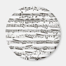Black and white musical notes refrigerator magnets