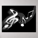 Black and White Musical Scale Poster posters