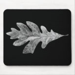 Black and White Oak Leaf Pad with black background Mouse Mat